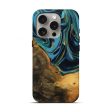 iPhone 16 Pro Wood Live Edge Phone Case - Collins (Teal & Gold, 746304) Discount