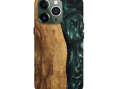 iPhone 13 Pro Wood Live Edge Phone Case - Ensley (Green, 746296) For Cheap