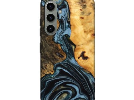 Galaxy S24 Wood Live Edge Phone Case - Juliet (Teal & Gold, 746287) Fashion