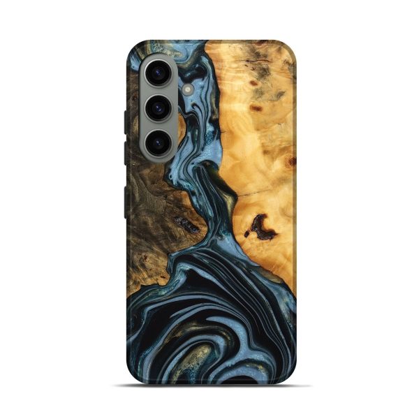 Galaxy S24 Wood Live Edge Phone Case - Juliet (Teal & Gold, 746287) Fashion