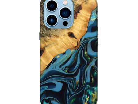 iPhone 14 Pro Wood Live Edge Phone Case - Rhys (Blue, 746303) For Discount