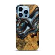 iPhone 14 Pro Wood Live Edge Phone Case - Debi (Teal & Gold, 746310) Discount