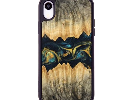 iPhone Xr Wood Phone Case - Elianna (Teal & Gold, 746380) Fashion