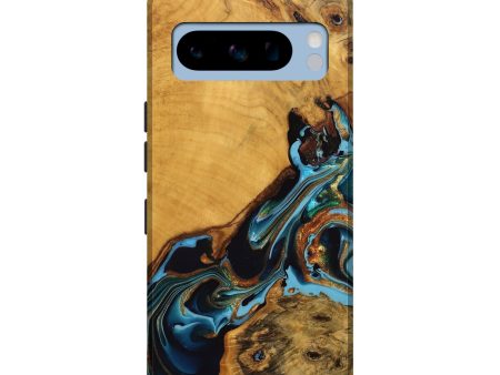 Pixel 8 Pro Wood Live Edge Phone Case - Elena (Teal & Gold, 746307) Sale