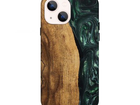 iPhone 13 Wood Live Edge Phone Case - Ensley (Green, 746296) For Cheap