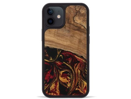 iPhone 12 mini Wood Phone Case - Genesis (Red, 746398) Supply