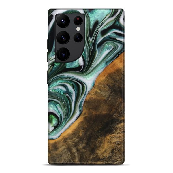 Galaxy S22 Ultra Wood Live Edge Phone Case - Mittie (Green, 746299) Discount