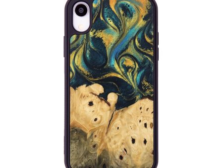 iPhone Xr Wood Phone Case - Julisa (Teal & Gold, 746384) Cheap