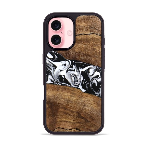 iPhone 16 Wood Phone Case - Lisha (Black & White, 746236) Online Hot Sale