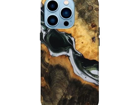 iPhone 14 Pro Wood Live Edge Phone Case - Jaslyn (Green, 746291) Discount