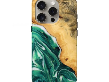 iPhone 16 Pro Wood Live Edge Phone Case - Chaim (Green, 746295) For Cheap