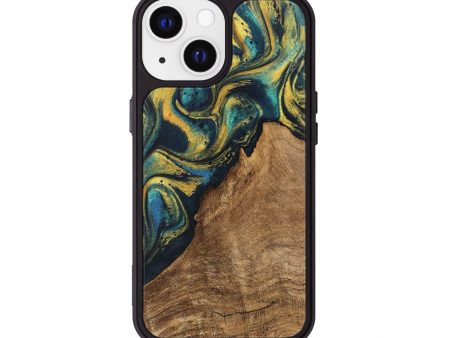 iPhone 13 Wood Phone Case - Madge (Teal & Gold, 746385) Discount