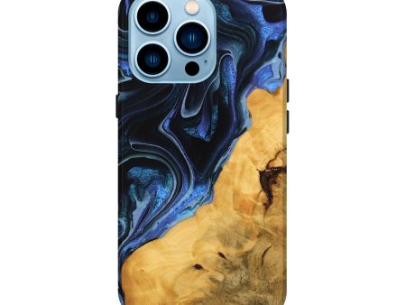 iPhone 14 Pro Wood Live Edge Phone Case - Hal (Blue, 746313) Cheap