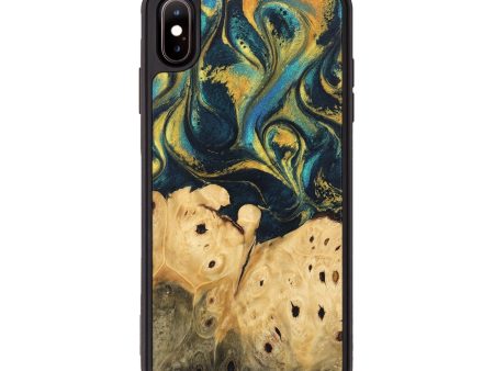 iPhone Xs Max Wood Phone Case - Julisa (Teal & Gold, 746384) For Cheap