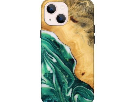 iPhone 13 mini Wood Live Edge Phone Case - Chaim (Green, 746295) For Cheap