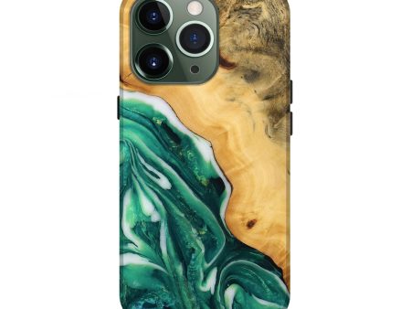 iPhone 13 Pro Wood Live Edge Phone Case - Chaim (Green, 746295) For Discount