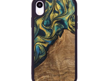 iPhone Xr Wood Phone Case - Madge (Teal & Gold, 746385) Discount