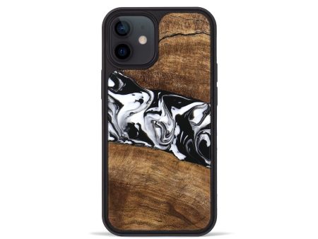 iPhone 12 mini Wood Phone Case - Lisha (Black & White, 746236) Discount