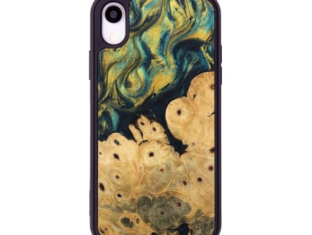 iPhone Xr Wood Phone Case - Esta (Teal & Gold, 746378) Online now