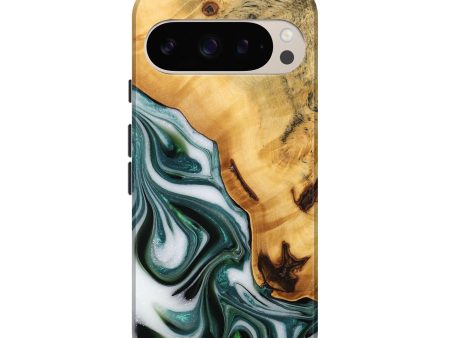 Pixel 9 Pro Wood Live Edge Phone Case - Adam (Green, 746293) Online Hot Sale