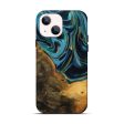 iPhone 14 Wood Live Edge Phone Case - Collins (Teal & Gold, 746304) Hot on Sale