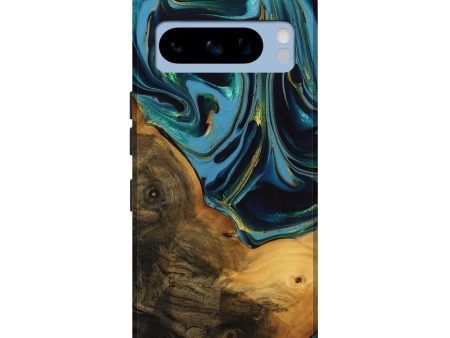 Pixel 8 Pro Wood Live Edge Phone Case - Collins (Teal & Gold, 746304) Fashion