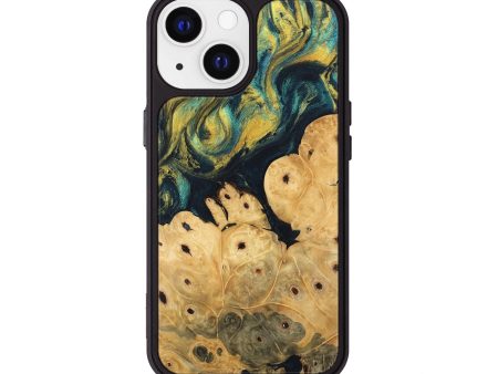 iPhone 13 Wood Phone Case - Esta (Teal & Gold, 746378) Online now