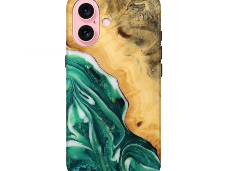 iPhone 16 Wood Live Edge Phone Case - Chaim (Green, 746295) Online Sale