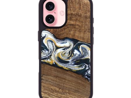 iPhone 16 Wood Phone Case - Mariyah (Teal & Gold, 746104) Hot on Sale