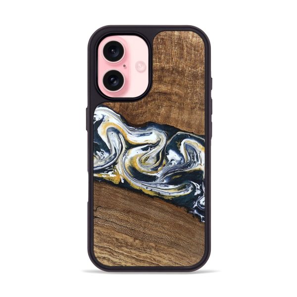 iPhone 16 Wood Phone Case - Mariyah (Teal & Gold, 746104) Hot on Sale