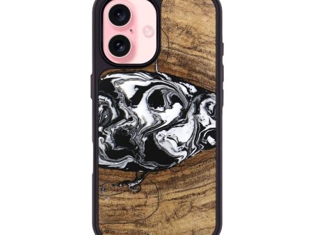 iPhone 16 Wood Phone Case - Melva (Black & White, 746259) For Discount