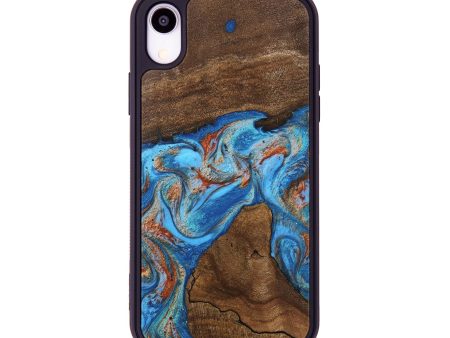 iPhone Xr Wood Phone Case - Kinsley (Teal & Gold, 746084) For Discount