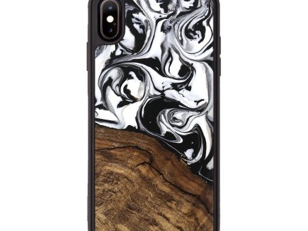 iPhone Xs Max Wood Phone Case - Janelle (Black & White, 746225) For Sale