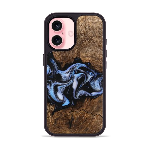 iPhone 16 Wood Phone Case - Rhea (Blue, 746173) Cheap