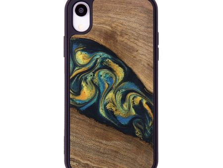 iPhone Xr Wood Phone Case - Nikia (Teal & Gold, 746388) Discount