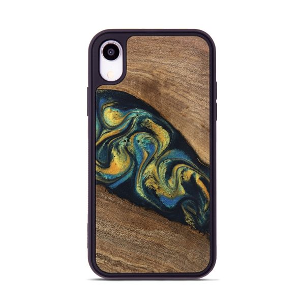 iPhone Xr Wood Phone Case - Nikia (Teal & Gold, 746388) Discount