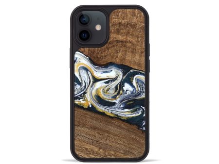 iPhone 12 mini Wood Phone Case - Mariyah (Teal & Gold, 746104) Online Sale