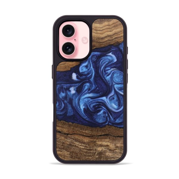 iPhone 16 Wood Phone Case - King (Blue, 746253) Discount