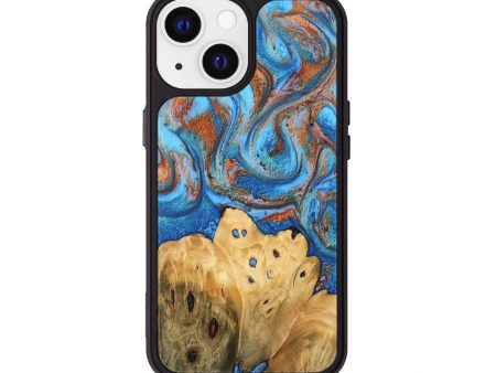 iPhone 13 Wood Phone Case - Jazmyn (Teal & Gold, 746071) For Cheap