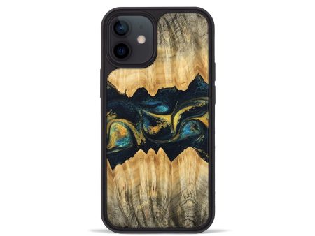 iPhone 12 mini Wood Phone Case - Elianna (Teal & Gold, 746380) Online Sale