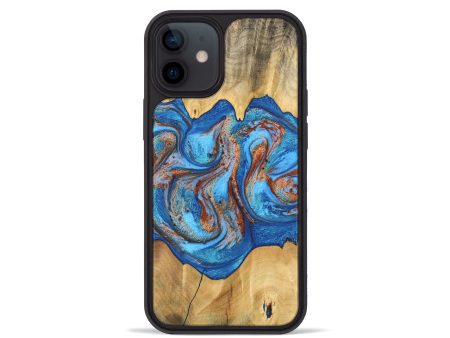 iPhone 12 mini Wood Phone Case - Barry (Teal & Gold, 746094) Online now