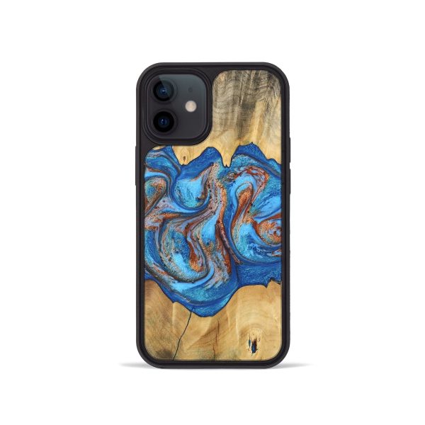 iPhone 12 mini Wood Phone Case - Barry (Teal & Gold, 746094) Online now