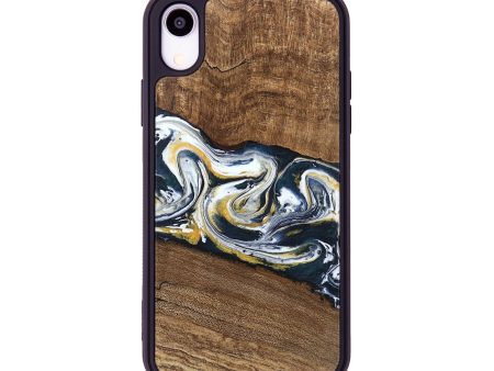 iPhone Xr Wood Phone Case - Mariyah (Teal & Gold, 746104) Hot on Sale