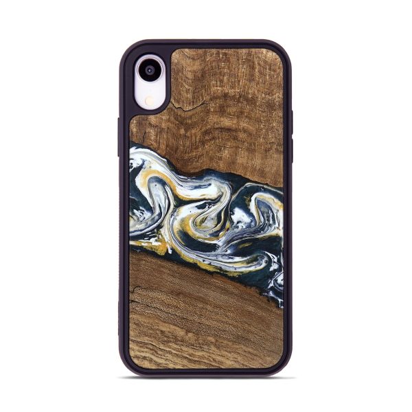 iPhone Xr Wood Phone Case - Mariyah (Teal & Gold, 746104) Hot on Sale