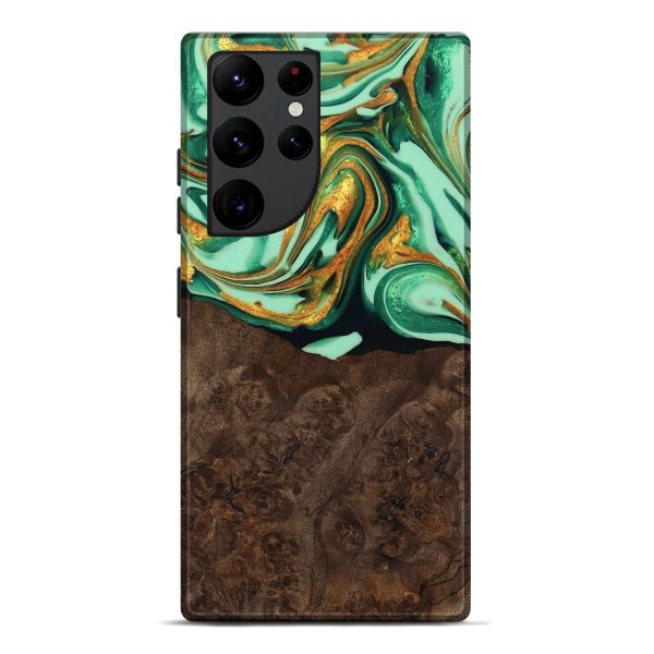 Galaxy S22 Ultra Wood Live Edge Phone Case - Saul (Green, 746026) Sale