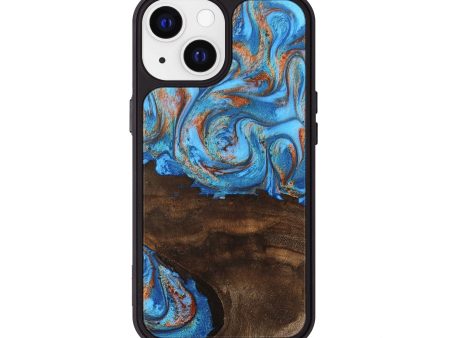 iPhone 13 Wood Phone Case - Emersyn (Teal & Gold, 746069) Discount