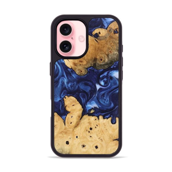 iPhone 16 Wood Phone Case - Sharen (Blue, 746156) For Sale