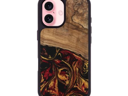 iPhone 16 Wood Phone Case - Genesis (Red, 746398) on Sale