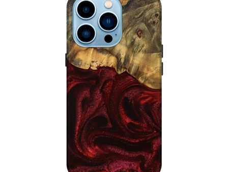 iPhone 14 Pro Wood Live Edge Phone Case - Ethelyn (Red, 746034) Cheap