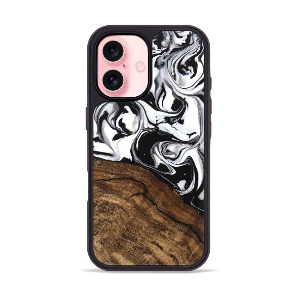 iPhone 16 Wood Phone Case - Janelle (Black & White, 746225) Online